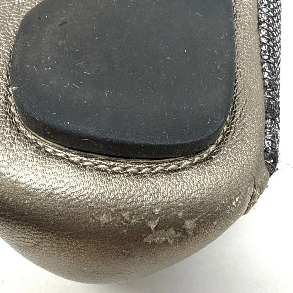 Michael Kors Fulton Ballerina Flat Womens Sz 7 Signature Silver Gold Sparkle Moc